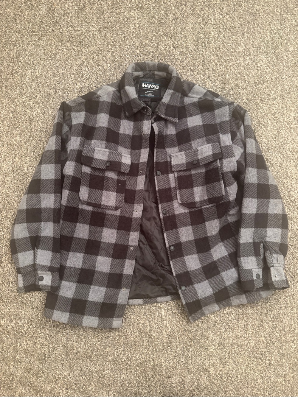 Tony Hawk Gray and Black Plaid Lightweight Shirt Jacket